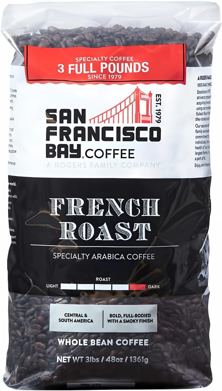 San Francisco Bay French Roast Gourmet Dark Roast 100% Arabica Coffee, 3lb, Kosher