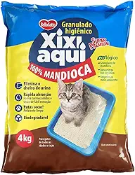 Areia Xixi Aqui, Granulado Higiênico de Mandioca para Gatos, 4kg