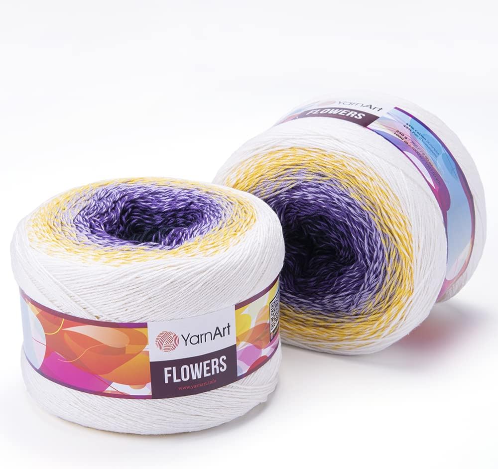 Yarn Art Flowers Yarn 55 Cotton 45 Acrylic 250gr 1094yds Multicolor Cotton Yarn