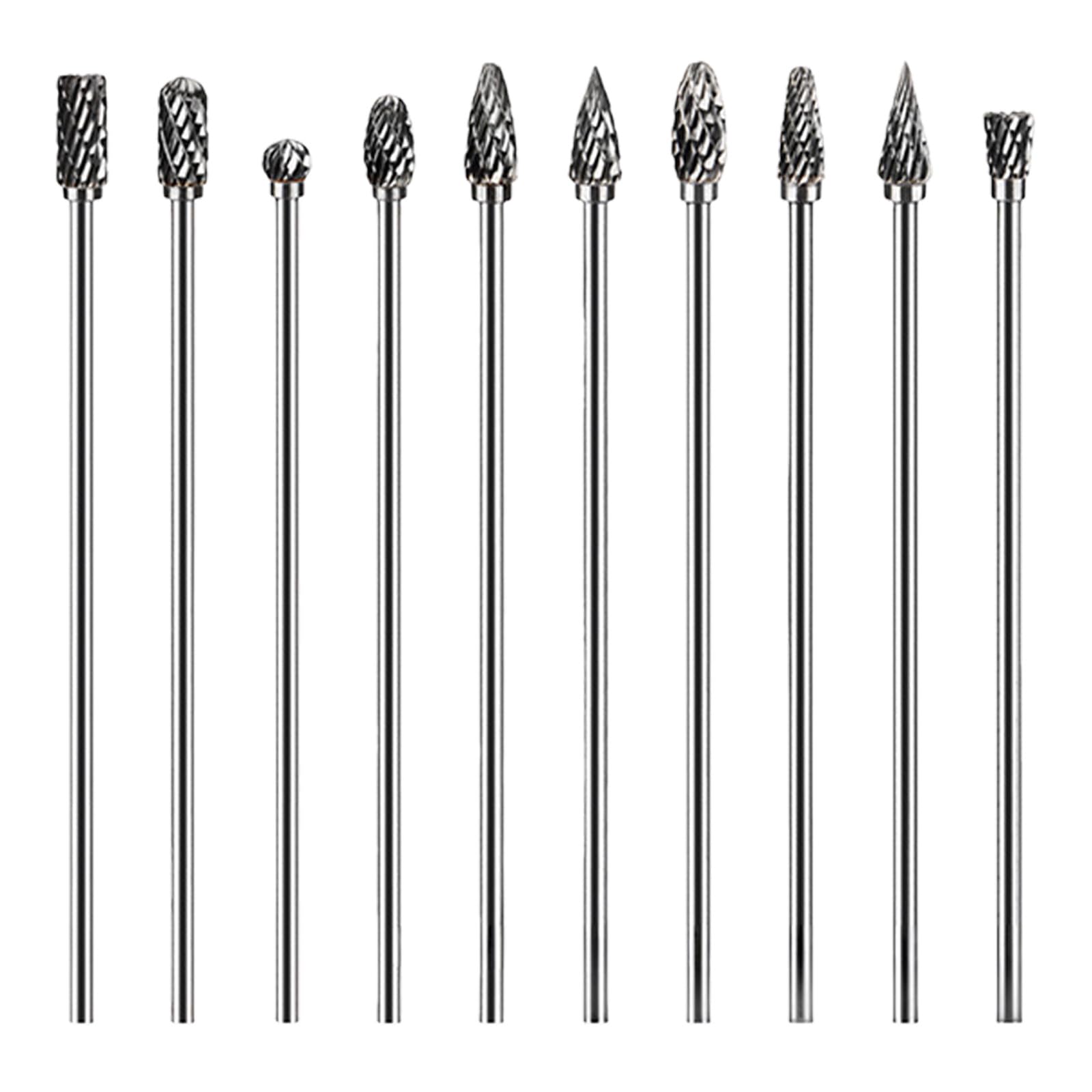 Professional Set of 6 Alloy Rotary File Cylindrical Head High Durability Grinding Accessories Rotary Burr Wood Carving Files Set