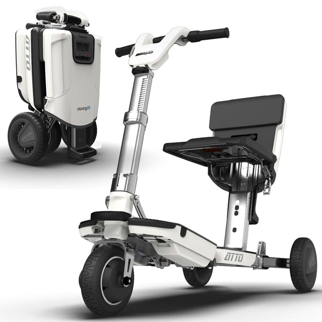 ATTO Folding Travel Powered Mobility Scooter by MovingLife, Full-Size Portable Electric Scooter, Lightweight Lithium Battery, Airline Approved
