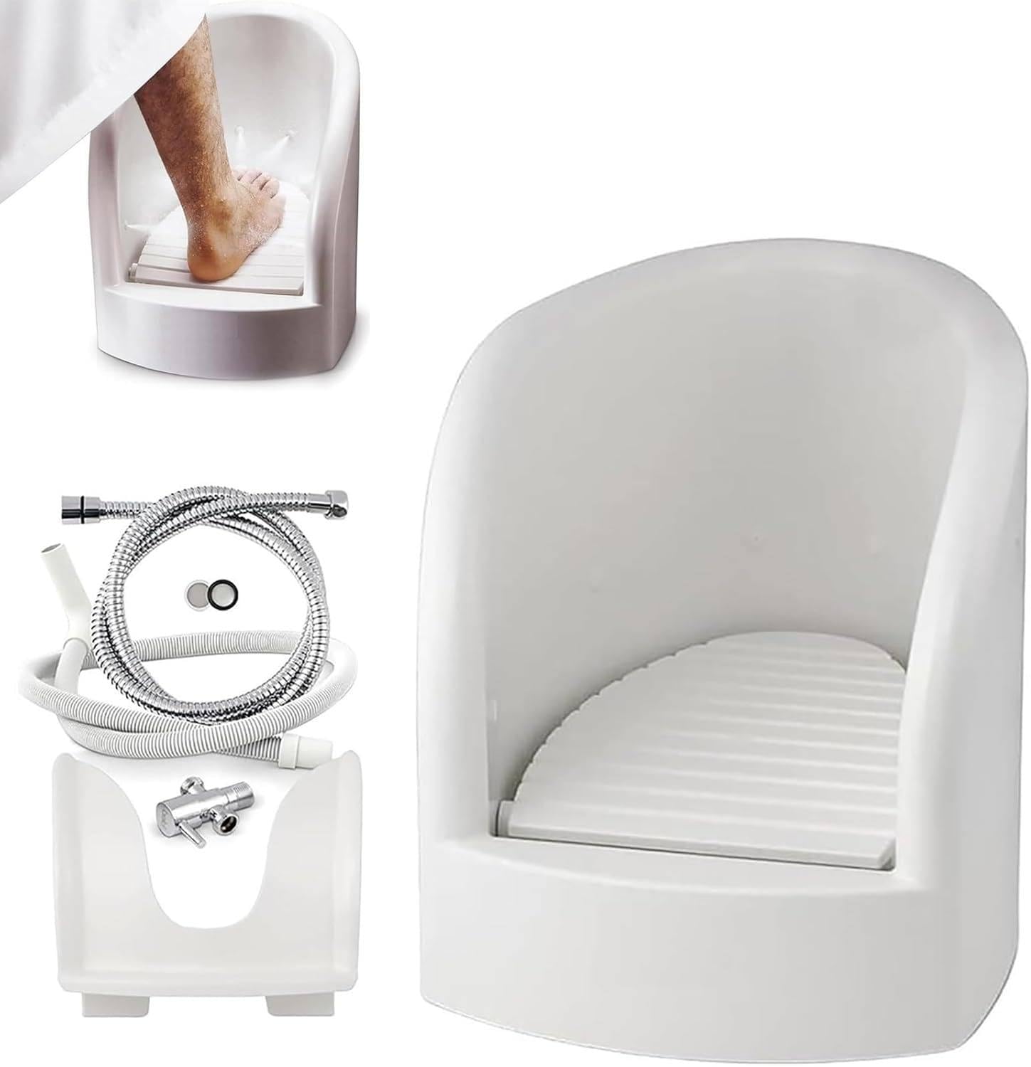 Muzułmańska kąpiel stóp, spryskiwacz stóp z rurami wlotowymi/wylotowymi i zaworami kątowymi, odporność na wysoką temperaturę 90°C, wanna do pedicure