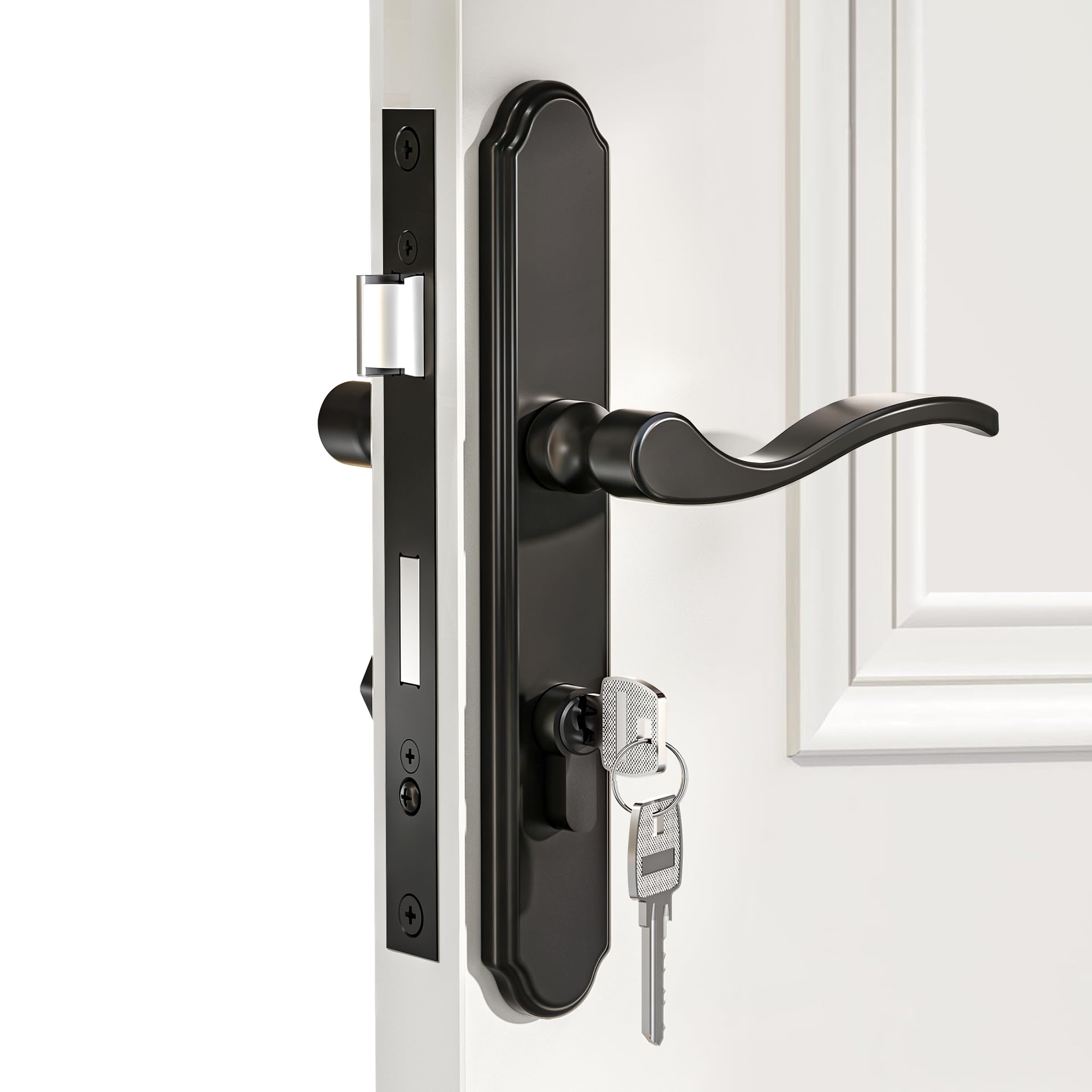 Photo 1 of ORBIVOLTA Storm Door Handle Complete Set?Storm Door Handle Replacement Part with Lock Cylinder and Key, Fits for Screen and Storm Doors, 2-1/2" Handle PZ, Matte Black