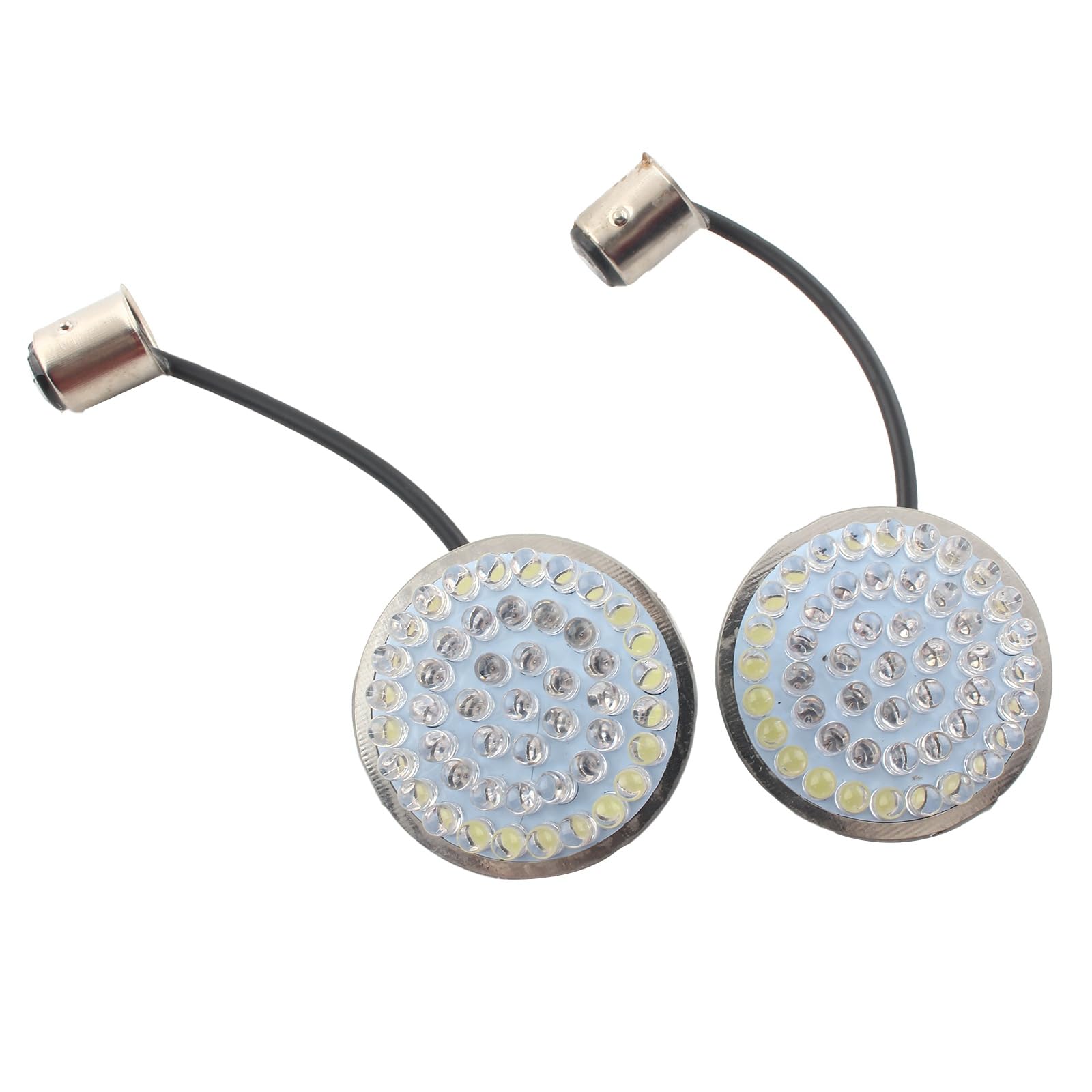 2 Zoll LED-Blinker 1157 Bullet, bernsteinfarbene Blinker, weiße Laufbirnen, kompatibel mit Harley Touring Dyna Softail Sportster Tri Glide