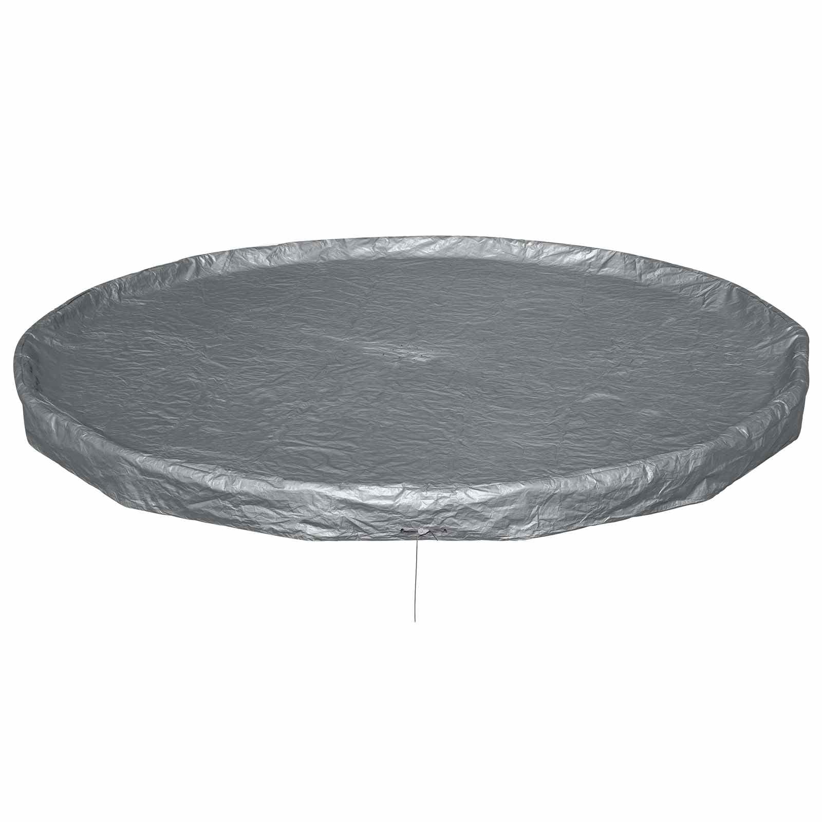 Couverture de Piscine Ronde 4,57 m en Polyester Gris avec Sangles, Trous de Drainage, Protection hivernage pour Piscine Hors Sol, antipoussière, Durable et Facile à Ranger