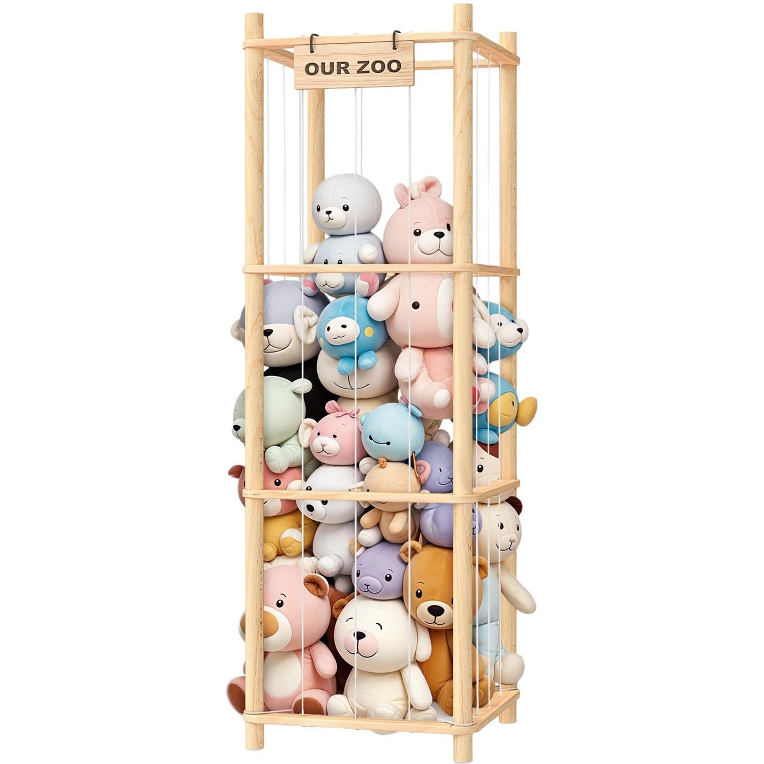 Rangement Peluche Chambre Enfant，Range Peluche en Bois Gain de Place，Organisateur de Rangement Gain de Place pour Jouets pour Chambre d'enfant, Salle de Jeux