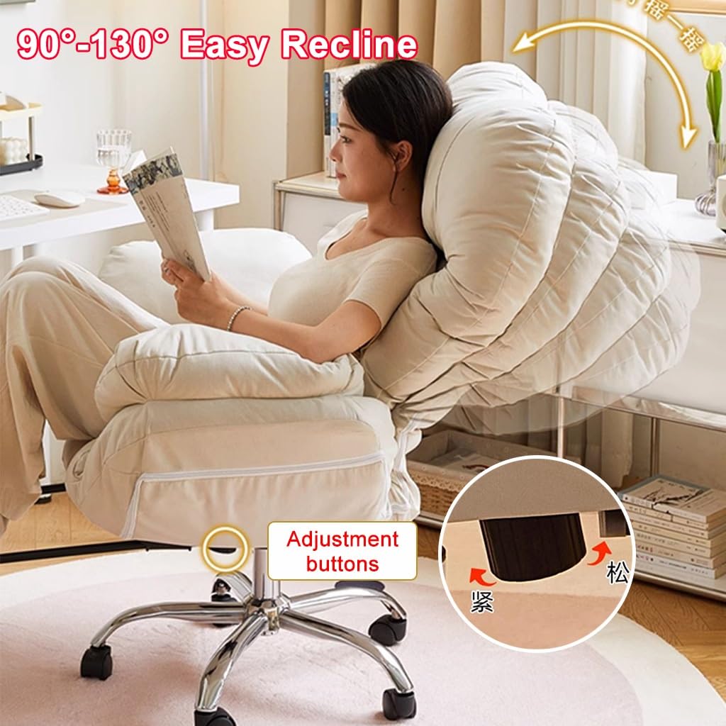 Lazy Sofa Gaming Stuhl mit Fußstütze, Liege für Büro, Schlafzimmer & Arbeitszimmer, verstellbare Rückenlehne, Heimschreibtisch, Computerstuhl (Hellgrau)