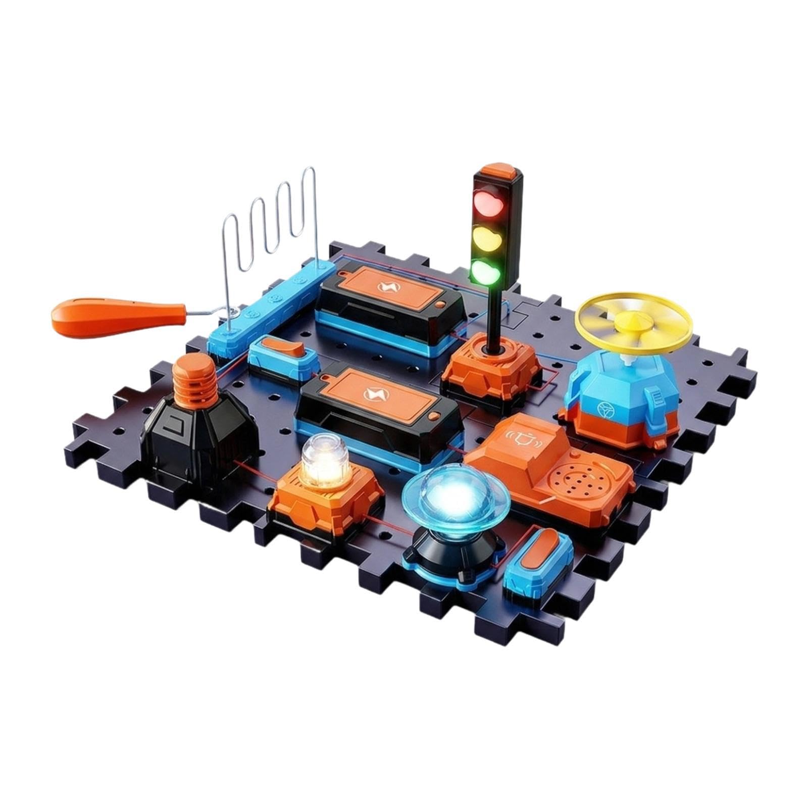 Oshhni Kit de Electrónicos Juego Educativo Científico Infantil Set de Proyectos Eléctricos Tablero de Montaje Fácil y Material PP, B