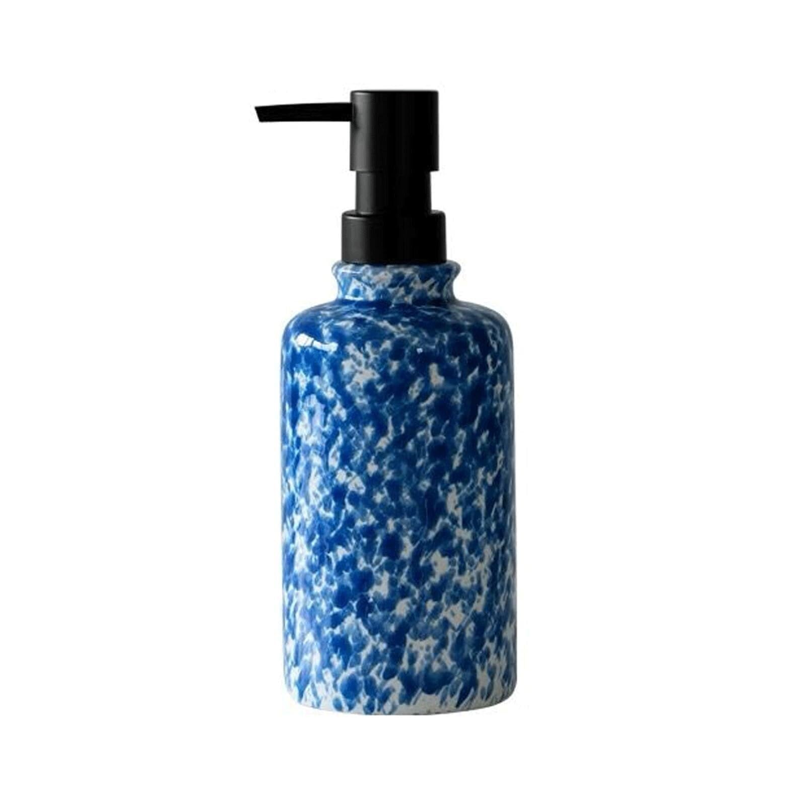 Yuue Blue Empty Barthroom And Dish Bathroom Dispenser - Lotion Ceramic Dish Bottle With Decor For Counter(Blue)