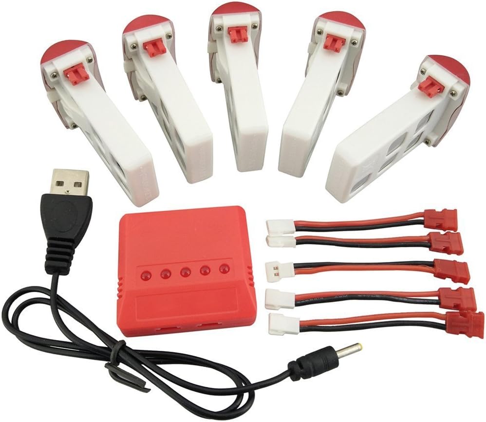 Fytoo 5 pcs 3.7V 500mAh Battery+5 pcs Conversion line+ 1to5 Charger for syma X5U X5UC X5UW WiFi FPV RC Drone Quadcopter Helicopter Spare Parts Battery