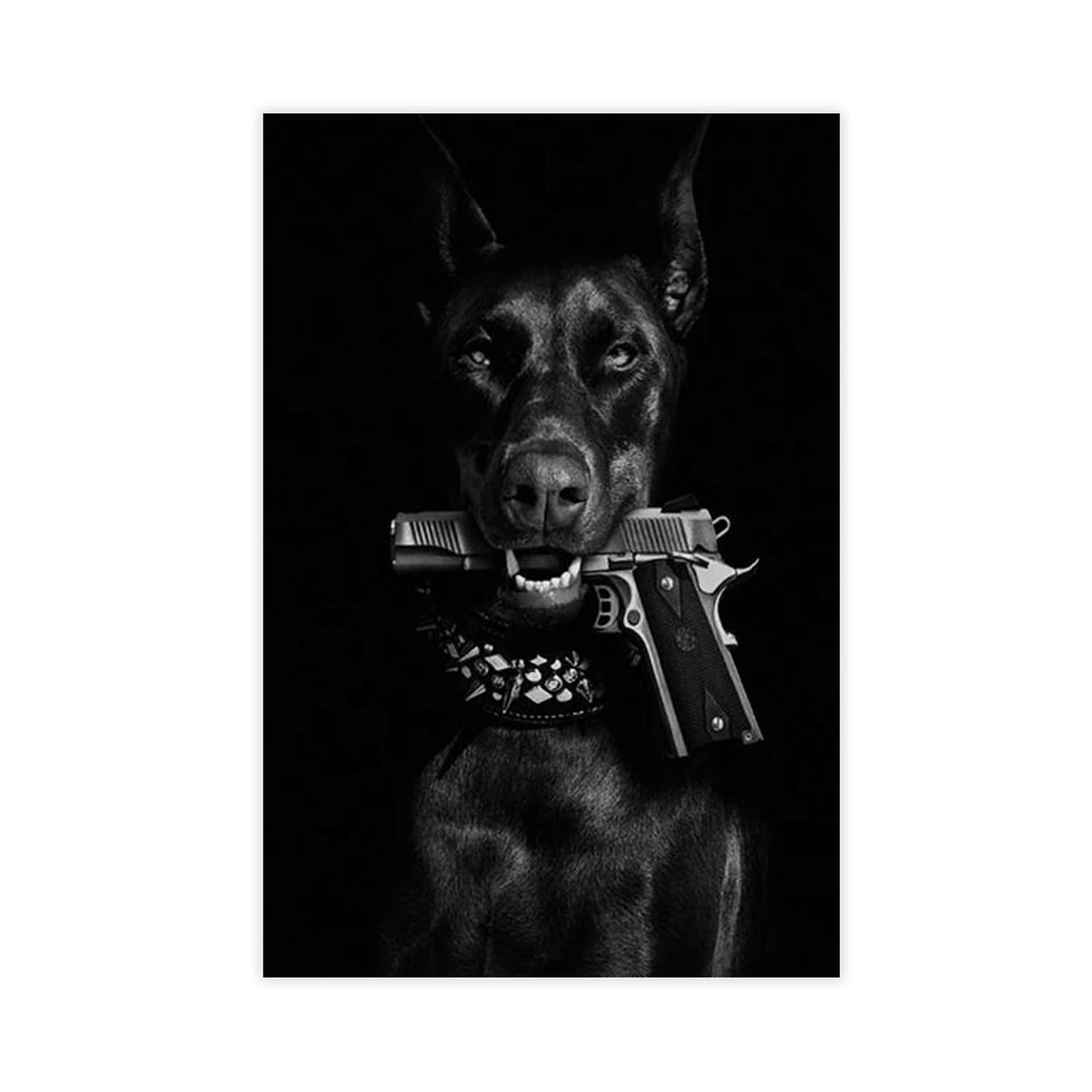 NFFBGFD Edgy Doberman Canvas Poster Wall Art Print Picture Paintings 24x36inch(60x90cm)