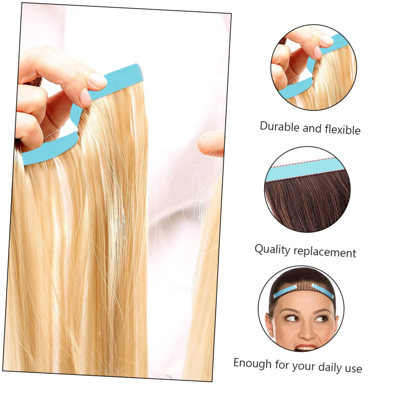 NOLITOY Hair Extension Supplies 6 Sheets Double Sided Adhesive Hair Extension Wig Pu Water Proof Double Sided Hair Tape