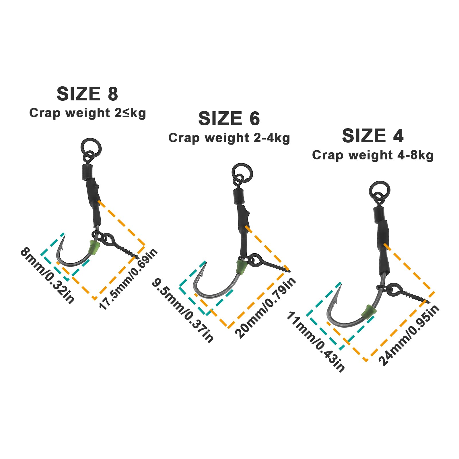 ECSiNG 12pcs Screw Swivel Style Fishhook Anti Bottom Fishing Hook Carp Fishing Hook Ronnie Fishing Hook Carbon Steel Carp Fishhook Barb Carp Fishhook - Image 3
