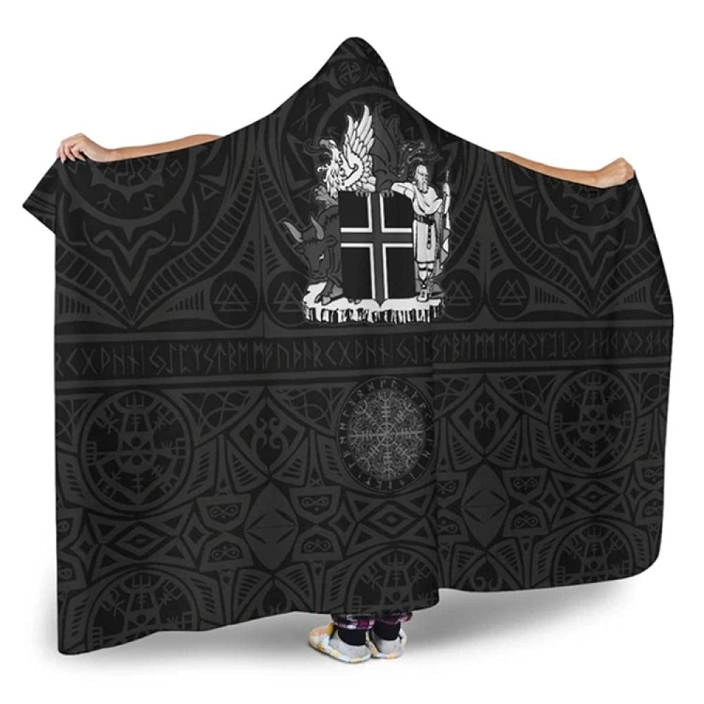 Koc Z Kapturem Narzuty Na Sofy Snuggle Hoodie Cape Kocislandia Herb Drukowana Szal Szal Kołowina Koczek Płaszcz Jesienią I Zimą-Kocent Z Kapturem._Dorosły 80 * 60