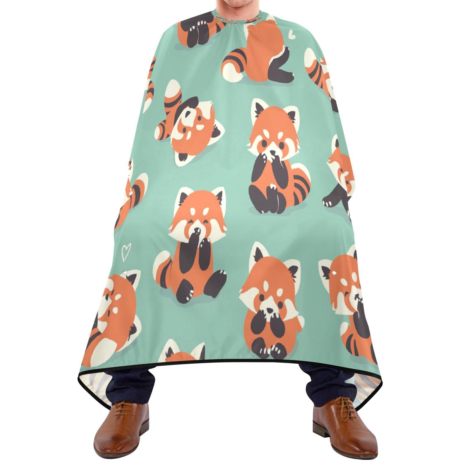 Kigai Cute Red Panda Hair Cutting Cape for Men & Women Waterproof Barber Cape Professional Hairdressing Salon Styling Apron with Adjustable Closure Snap