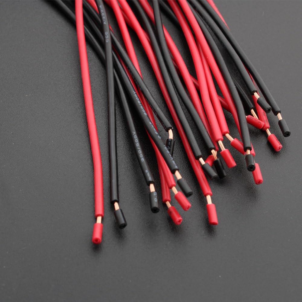 40 Flachstecker Mit Isolierhülse – 4,8 Mm & 6,3 Mm, Rot/schwarz, Mit 20 Cm Draht – Für Elektro-Projekte