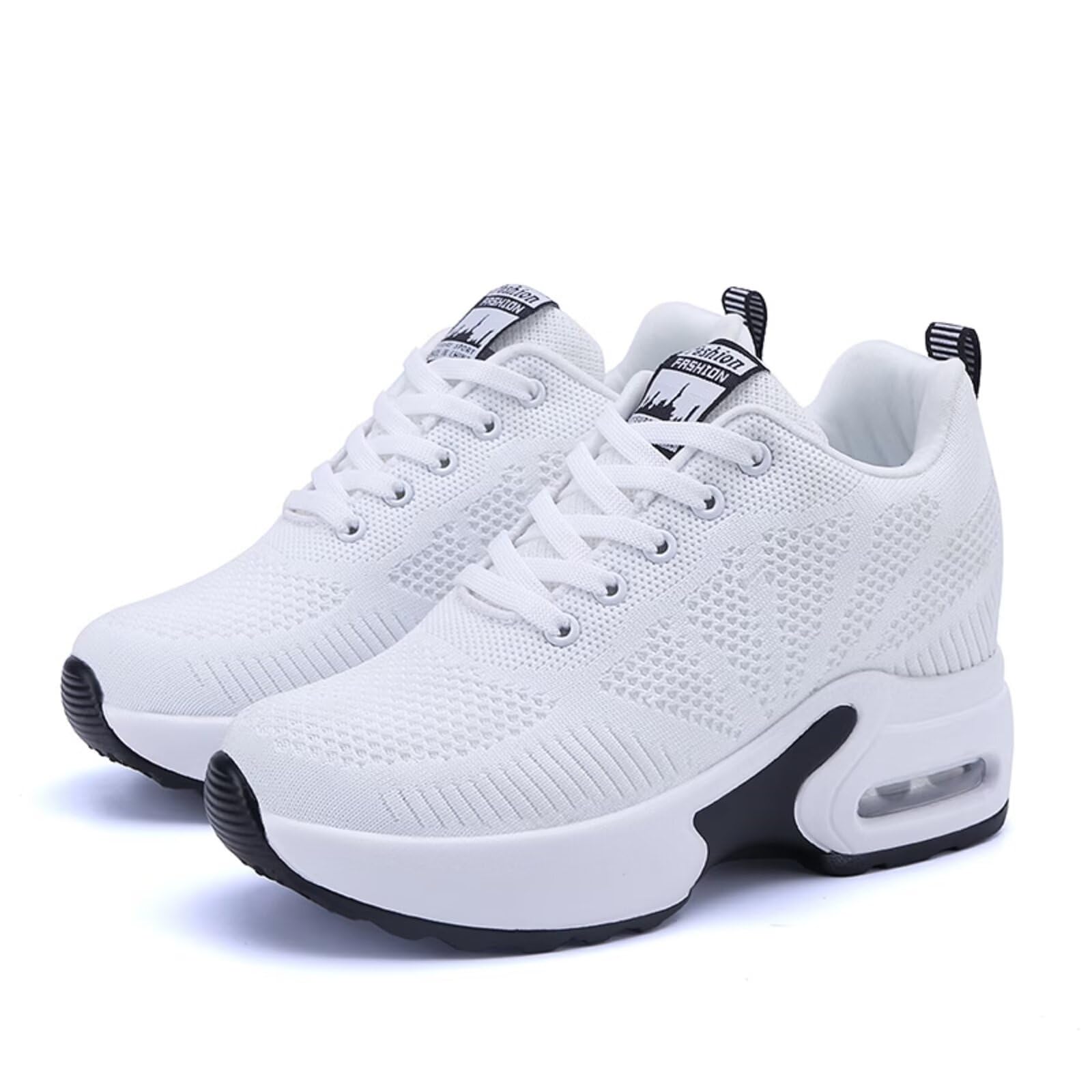 Sneakers con Zeppa da Donna Scarpe da Ginnastica Tacco Inclinato Moda Casual Passeggio Scarpe Outdoor Tennis Piattaforma Tacco Nascosto 8CM