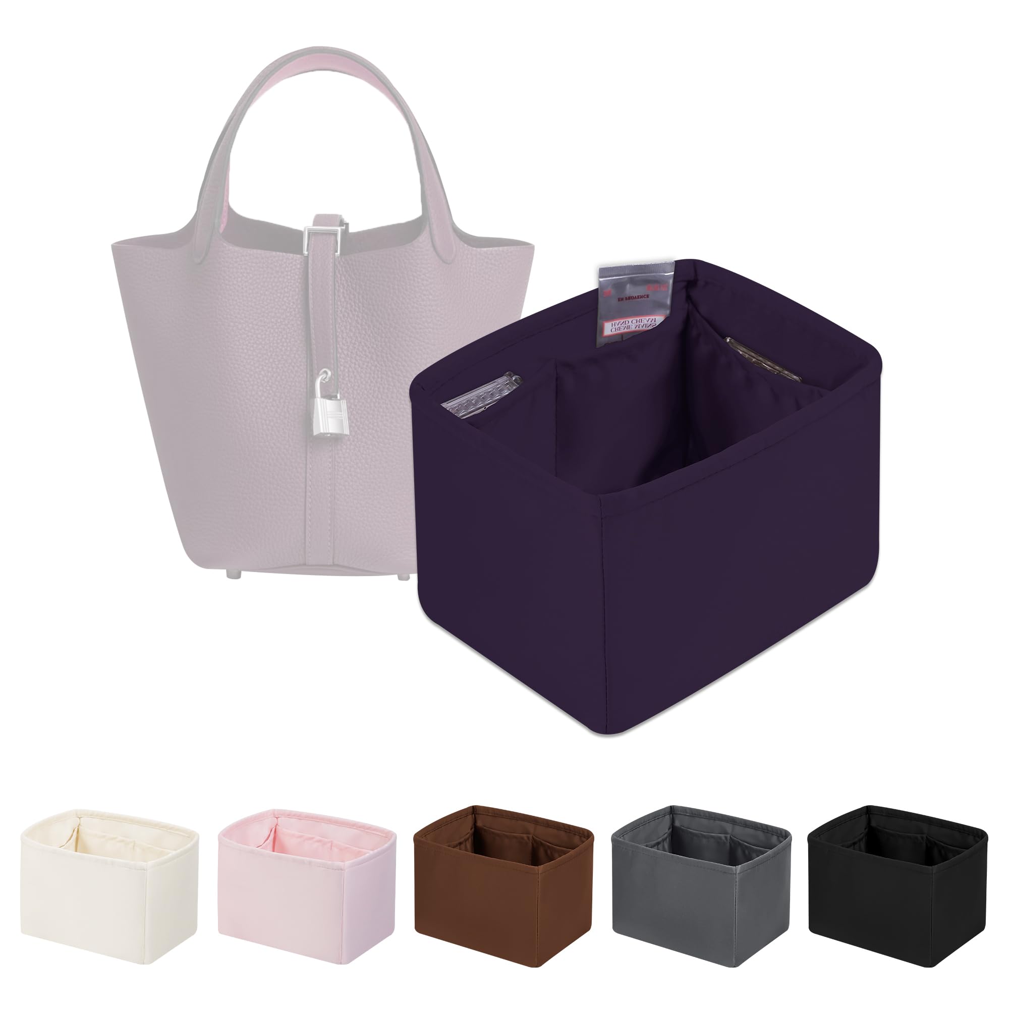 Organizador de monedero para picotina 18/22, organizador de bolsas de satén para bolsas de picotina, artículos esenciales ligeros para mujer, bolsos de lujo, forro interior suave al tacto con