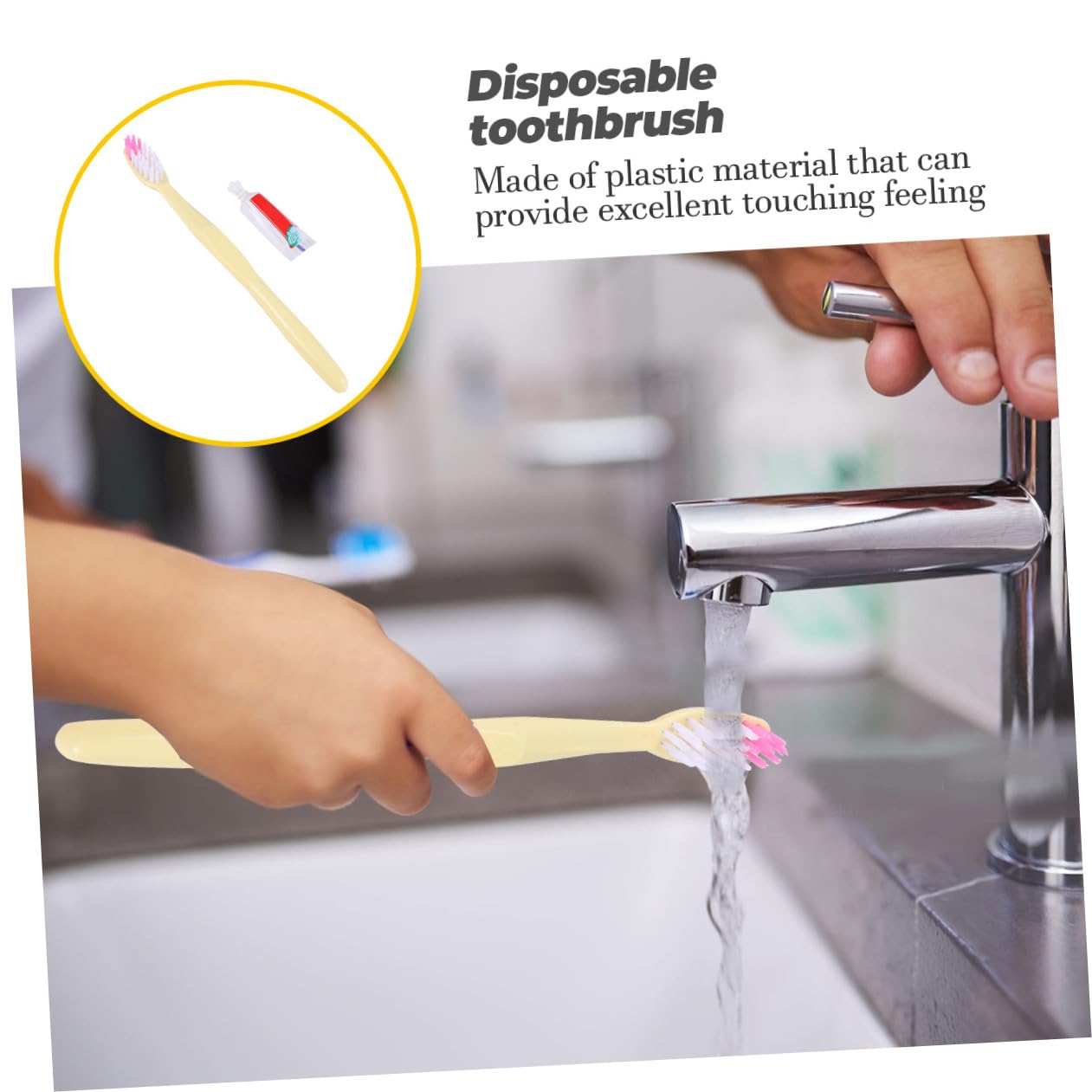 Set 100 Pezzi Spazzolini da Denti Monouso con Dentifricio, Spazzolino da Viaggio Usa e Getta Trasparente, Compatto e Igienico per Hotel, Campeggio e Viaggi Stile Stili multipli