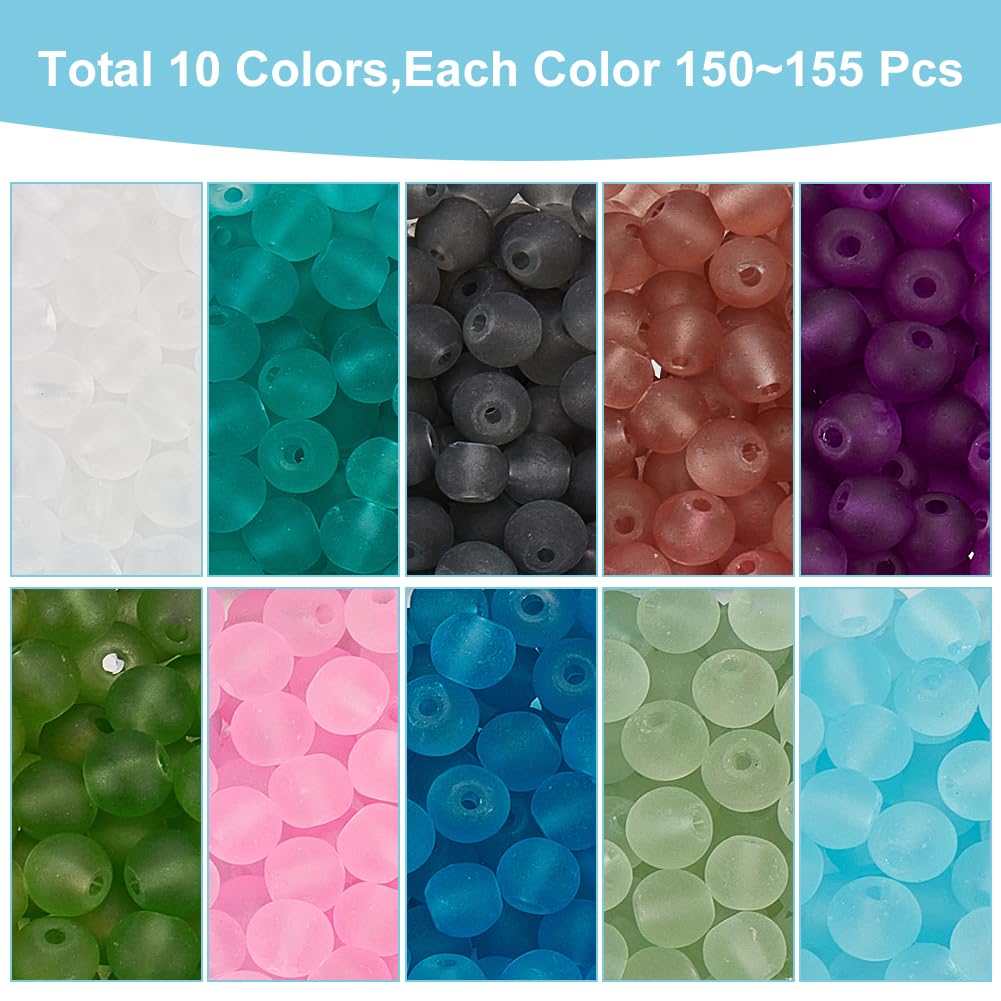 20 Strand Transparent Glass Bead Strands Frosted Round Deep Sky Blue 6mm Hole 1 3 1 6mm 140pcs Strand 31 4 Inch