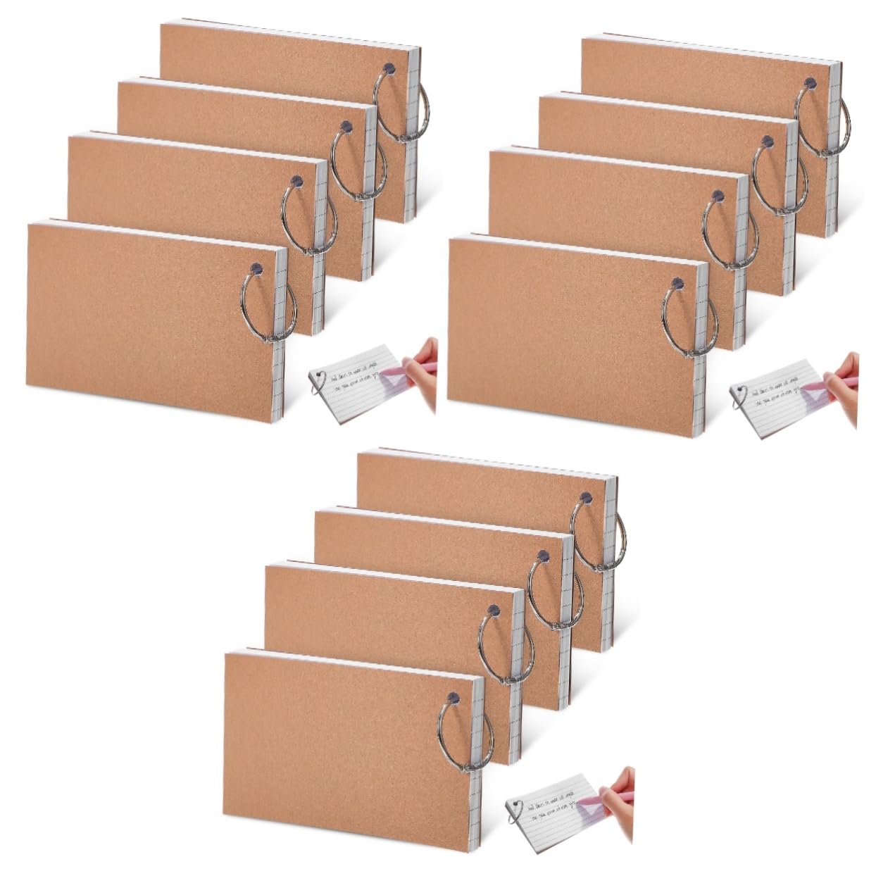 Tofficu 12pièces Cartes Index Lignées Avec Anneaux Lot Flash Cards Pour Étudier Organiser Et Prendre Des Notes Compactes Et Pratiques Pour Adultes