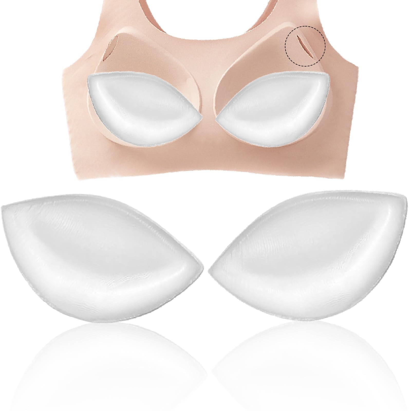 POMAMZSilicone Bra Pads Inserts, Bikini Push Up Pads, Removable Fake Breasts Bra Fillers Enhancers, Silicone Chicken Fillets Bra Inserts Pads