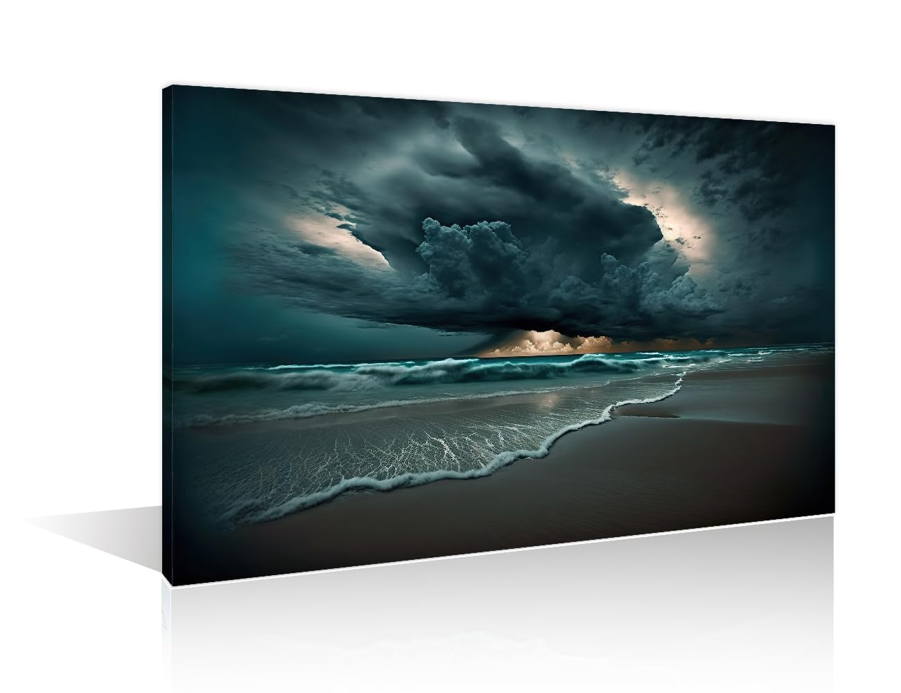 TISHIRON Visual Art Decor 1 Pieces Canvas Wall Art Storm is over the Ocean Picture Prints Art Work for Home Beach Modern Wall Art Decor for Bedroom Bathroom Office Framed Ready to Hang (12" Wx18 H)