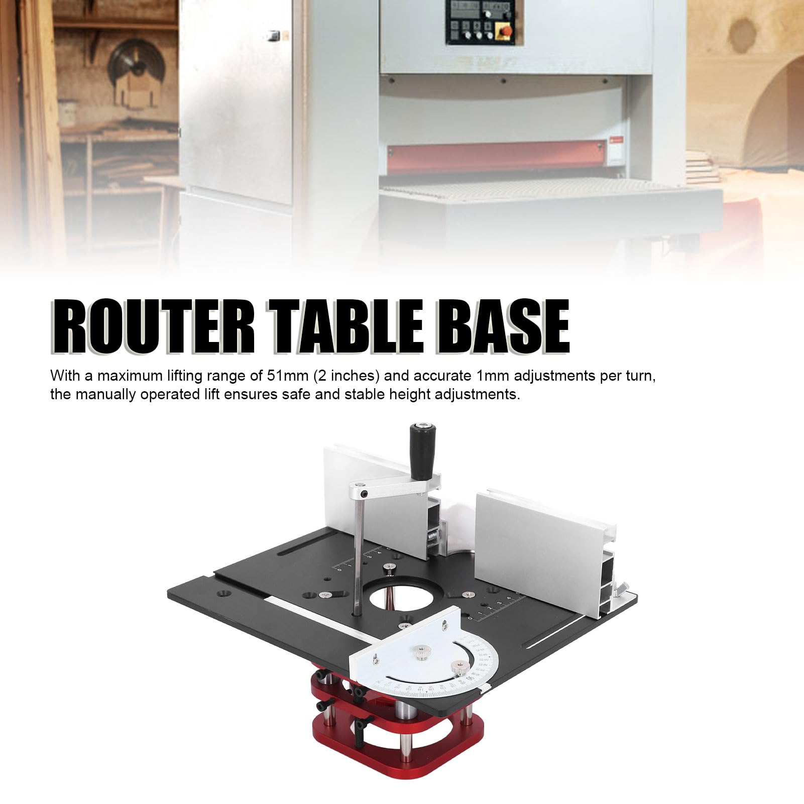 Router Table Lifting System Base, Aluminum Alloy Material Manual Lifting Router Kit with Motor for 64 to 66mm Diameter Universal Trimmer
