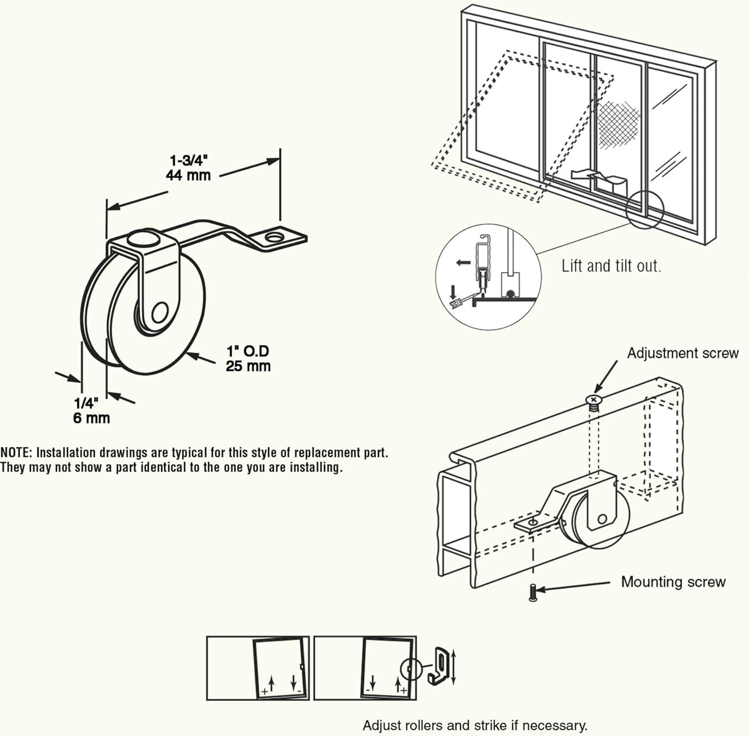 Screen Door Rollers - 4 Pack Replacement -3 Screen Door Rollers - 4 Pack Replacement -3