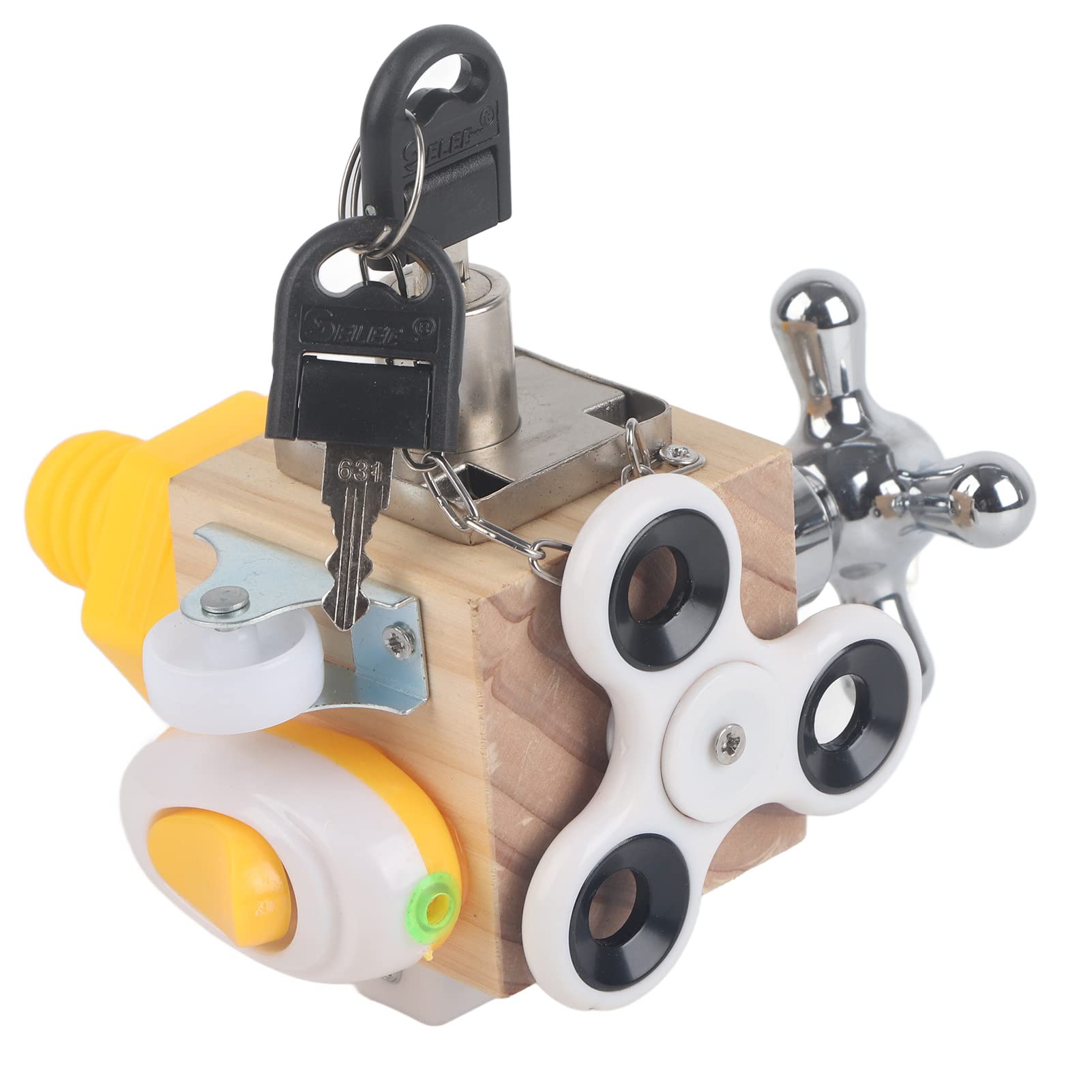 Akozon Montessori Busy Cube Aktivitätswürfel aus Holz, Sensorisches Spielzeug für Kleinkinder – Pädagogisches Lockpicking Busy Board – Frühes Lernen, Entwicklungsspaß für und Mädchen