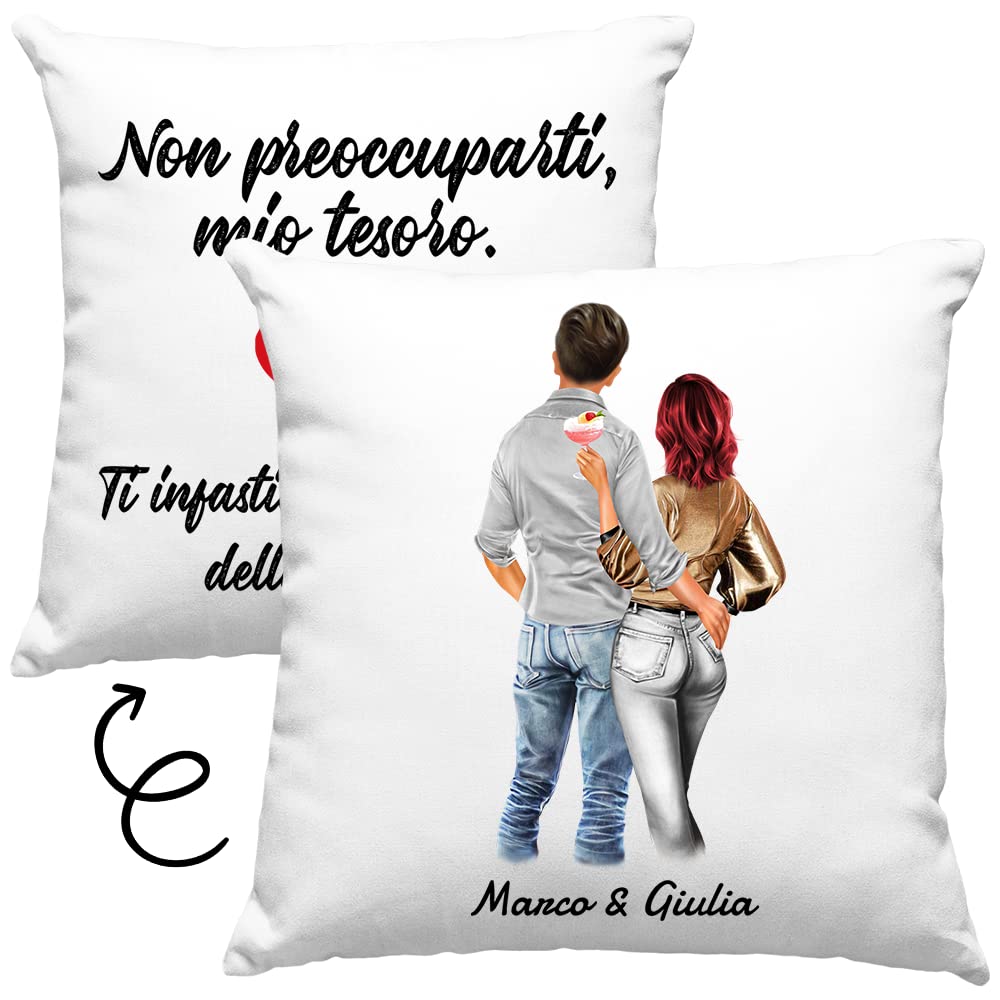 Cuscino Personalizzato Papà E Figlia 40x40 Con Nome E Design Unico - Idea Regalo Festa Del Papà, Compleanno, Natale, Decorazione Casa Made In Italy