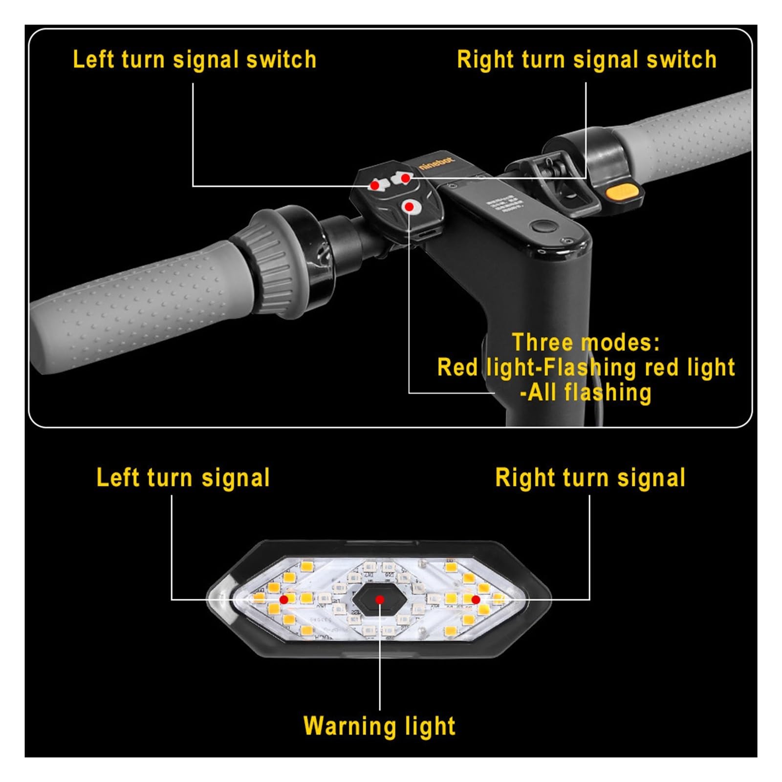 Fanale Posteriore Lampeggiante con clacson, Luce di Segnalazione a LED Compatibile con Ninebot Max G30, Monopattino Elettrico, Telecomando Wireless, lampade di Sicurezza