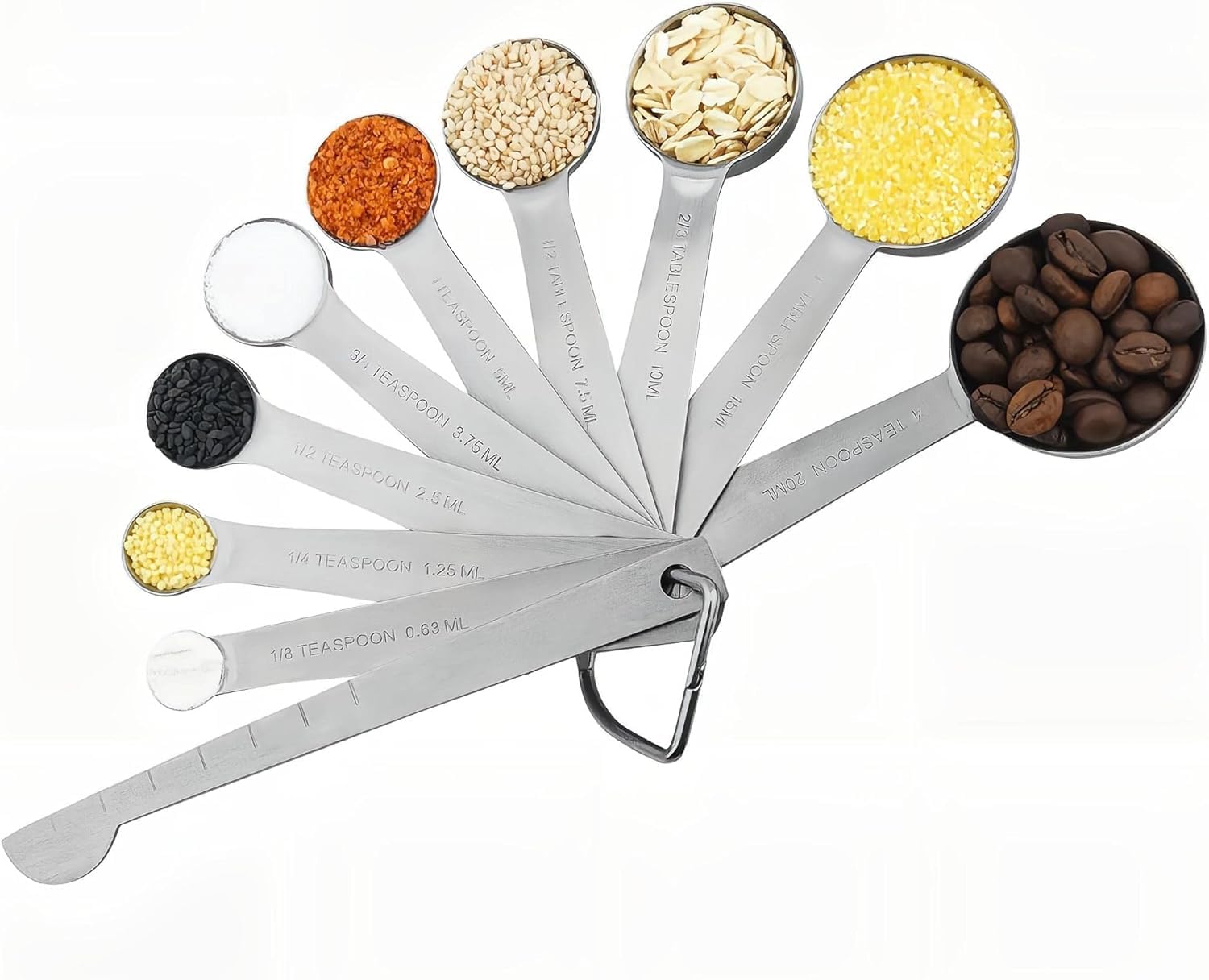 INKULTURE 18/8 Stainless Steel Measuring Spoons Set, 9 Piece Kitchen Measuring Set (1/16 TSP to 1 tbsp), Engraved Measurements, Dishwasher Safe for Dry & Liquid Ingredients-image-5