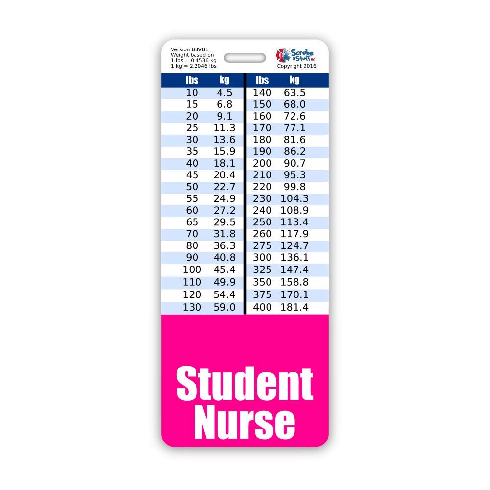 Buy Student Nurse Badge Buddy Vertical w/Height &amp; Weight Conversion ...