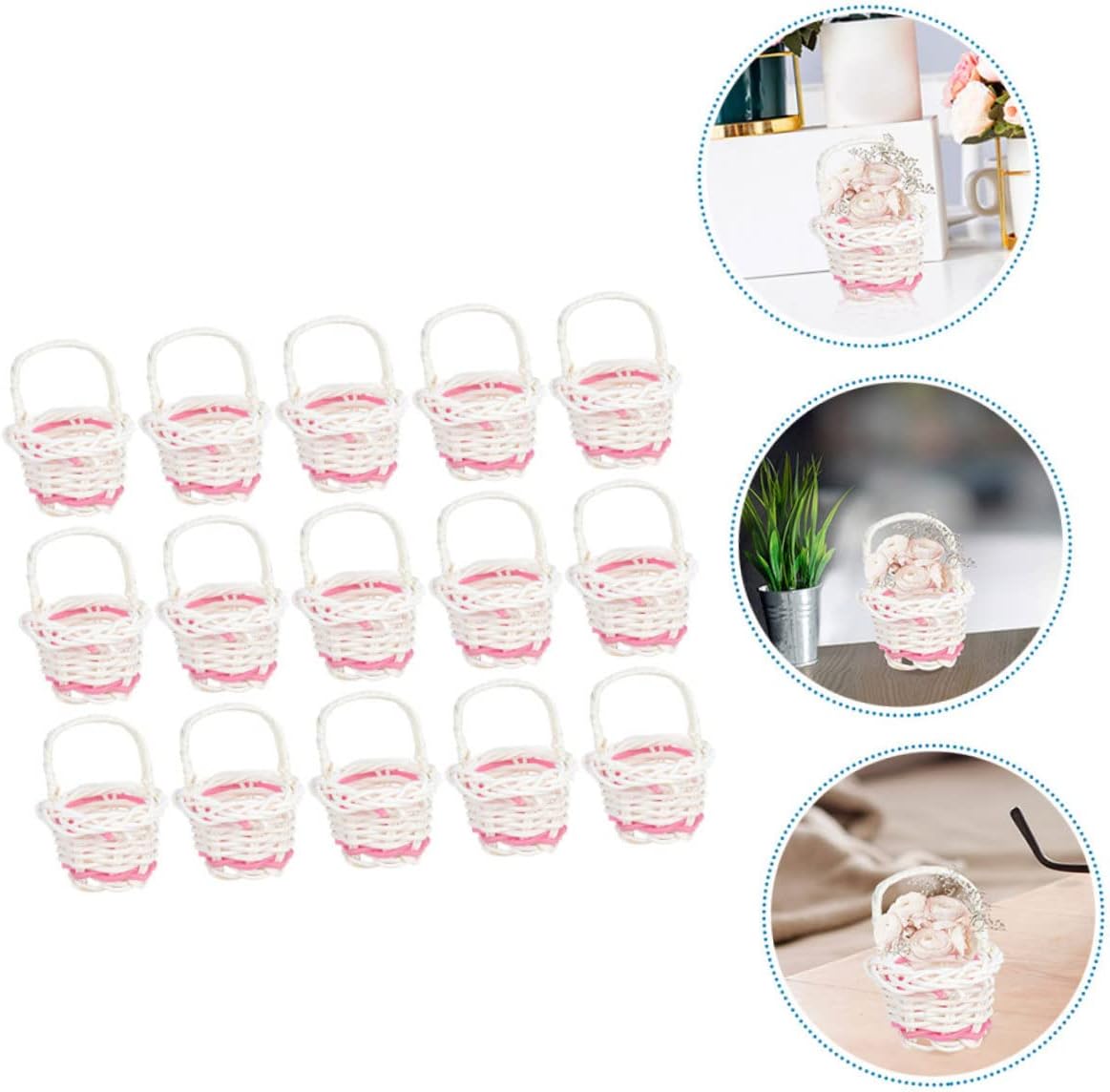 ABOOFAN 4sets Mini Woven Rattan for Decor Handheld Flower Storage Prop Lightweight Craft for Housewarming Photography and Home Decoration 15pcs*4