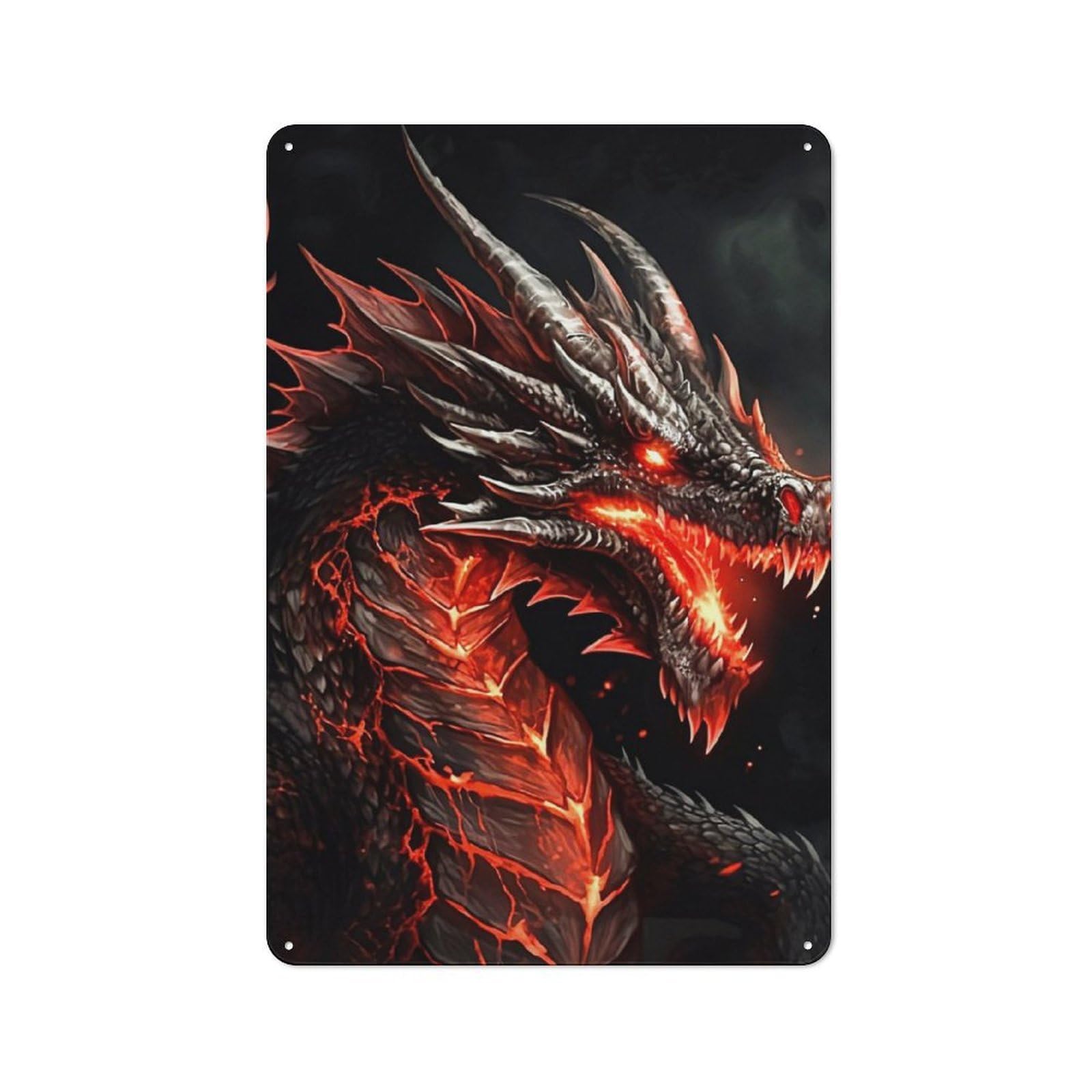Junmoney Black Dragon Classic Metal Wall Plaque 30X20cm Featuring Creative Space Decor For Workspace, Cafe, Shop Or Desk Area