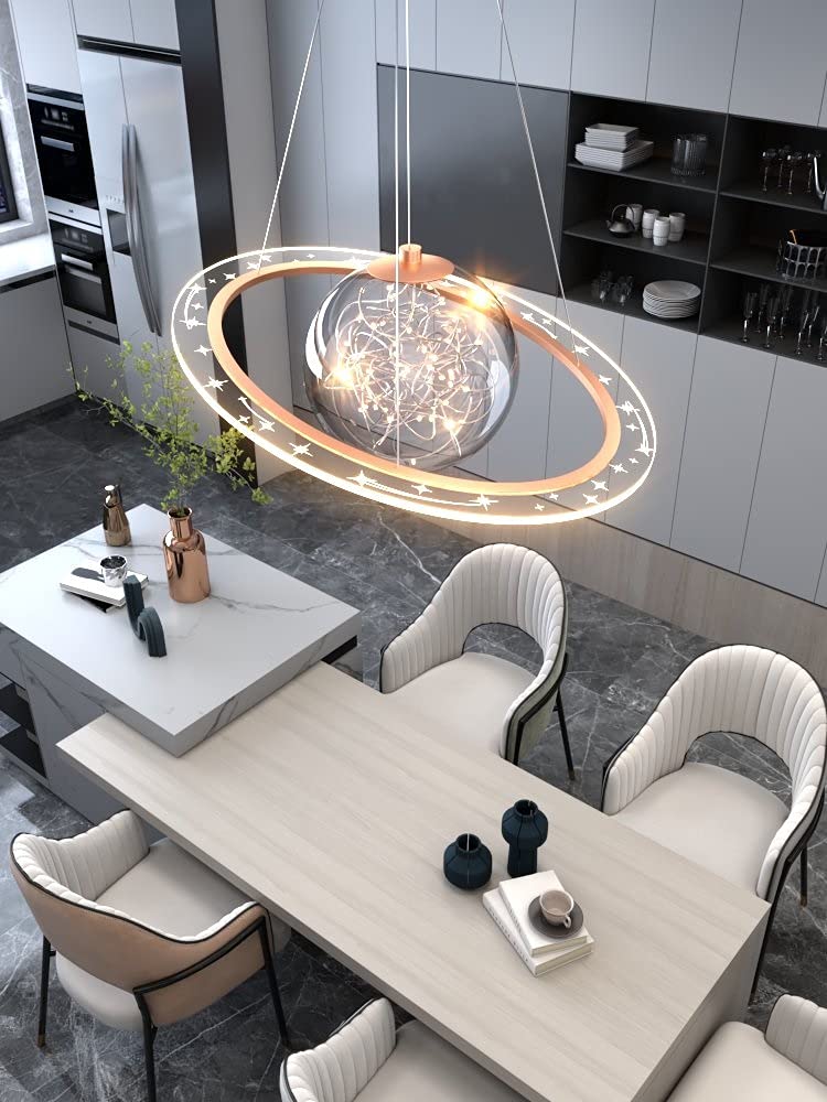 Nowoczesna Lampa Wisząca Led, żyrandol W Kształcie Kuli Z Przezroczystego Szkła, Okrągła Oprawa Sufitowa Do Jadalni, Sypialni, Wyspy Kuchennej, Kawiarni Black M
