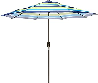 Blissun 9 Outdoor Patio Umbrella, Outdoor Table Umbrella, Yard Umbrella, Market Umbrella with 8 Sturdy Ribs, Push Button Tilt and Crank