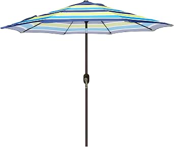 9' Outdoor Patio Umbrella with Tilt and Crank - Waterproof UV Resistant Polyester, Sturdy Aluminum and Iron Frame