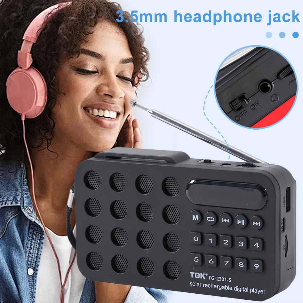 Haut-parleurs Bluetooth sans fil avec lecteur de carte TF USB, récepteur radio FM, batterie rechargeable solaire, haut-parleur radio numérique