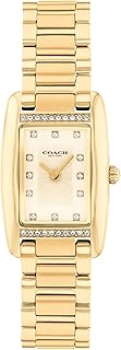 COACH Women's Reese 2H Quartz Watch, Petite Rectangle Case, Stainless Steel Link Bracelet with Crystal Accents, Timeless Minimalism for Every Day - Gift for Her
