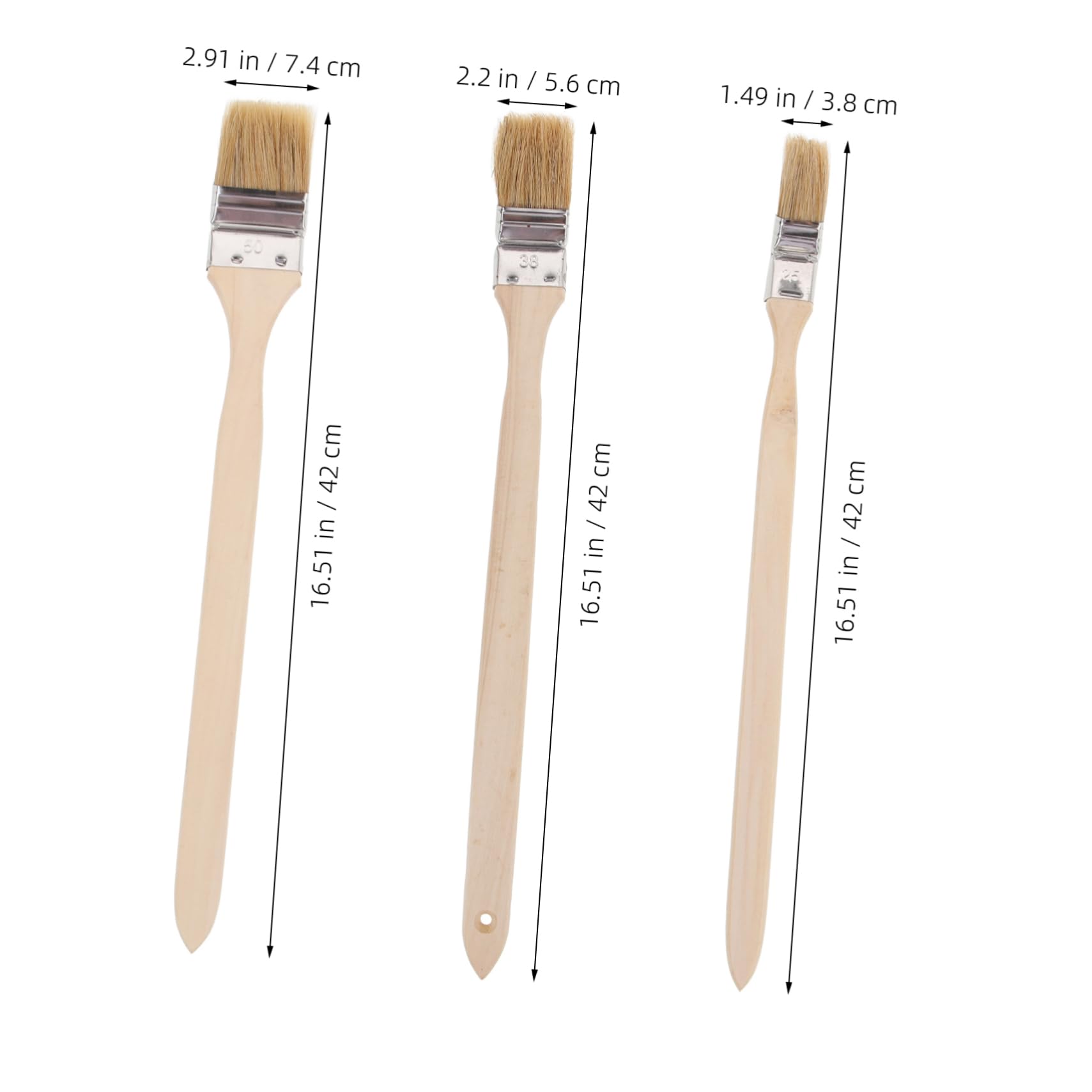 Pinceles Portátiles De Pintura con Mango De Madera Ergonómico Cerdas Plásticas Reutilizables para Paredes Y Muebles Cepillos Artísticos Cabezal Curvado para 3 Piezas X 4