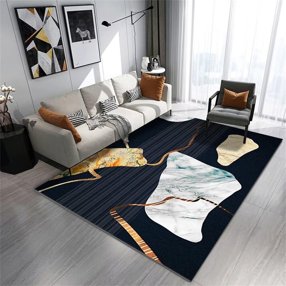 Tapis bureau XXL noir 130x190cm à motif rayé pour grand salon