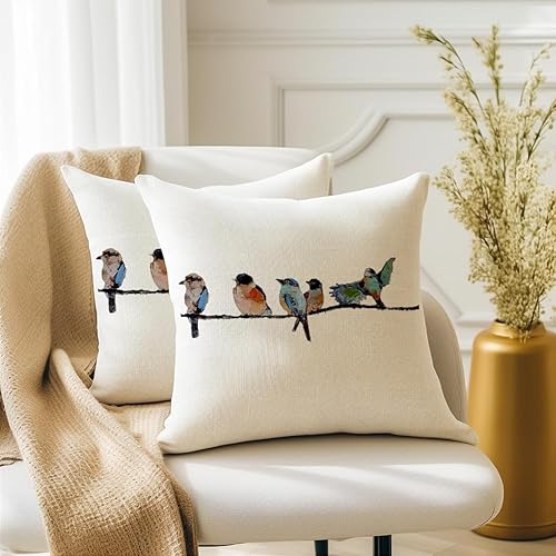 Miniatura 3 de RABUSOA - Fundas de almohada de pájaros de 16 x 16 pulgadas, almohadas lumbares, almohadas decorativas Olong pequeñas, fundas de almohada para