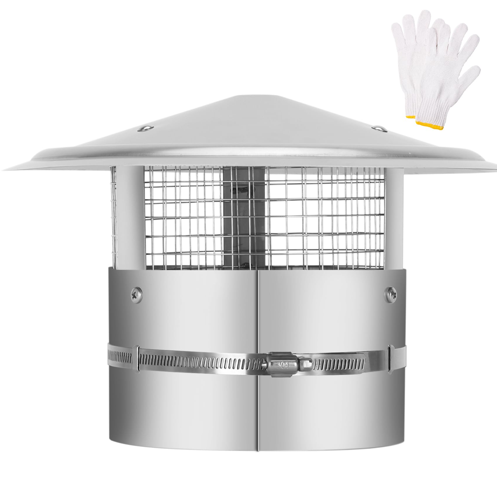 Photo 1 of 6 Inch Round Chimney Cap,Adjustable Roof Cap for Vents,Chimney Cap with Screen in Stainless Steel,Round Rain Cap for All-Round Chimney Protection,Round Roof Rain Chimney Cover,6 Inch Round Chimney Cap