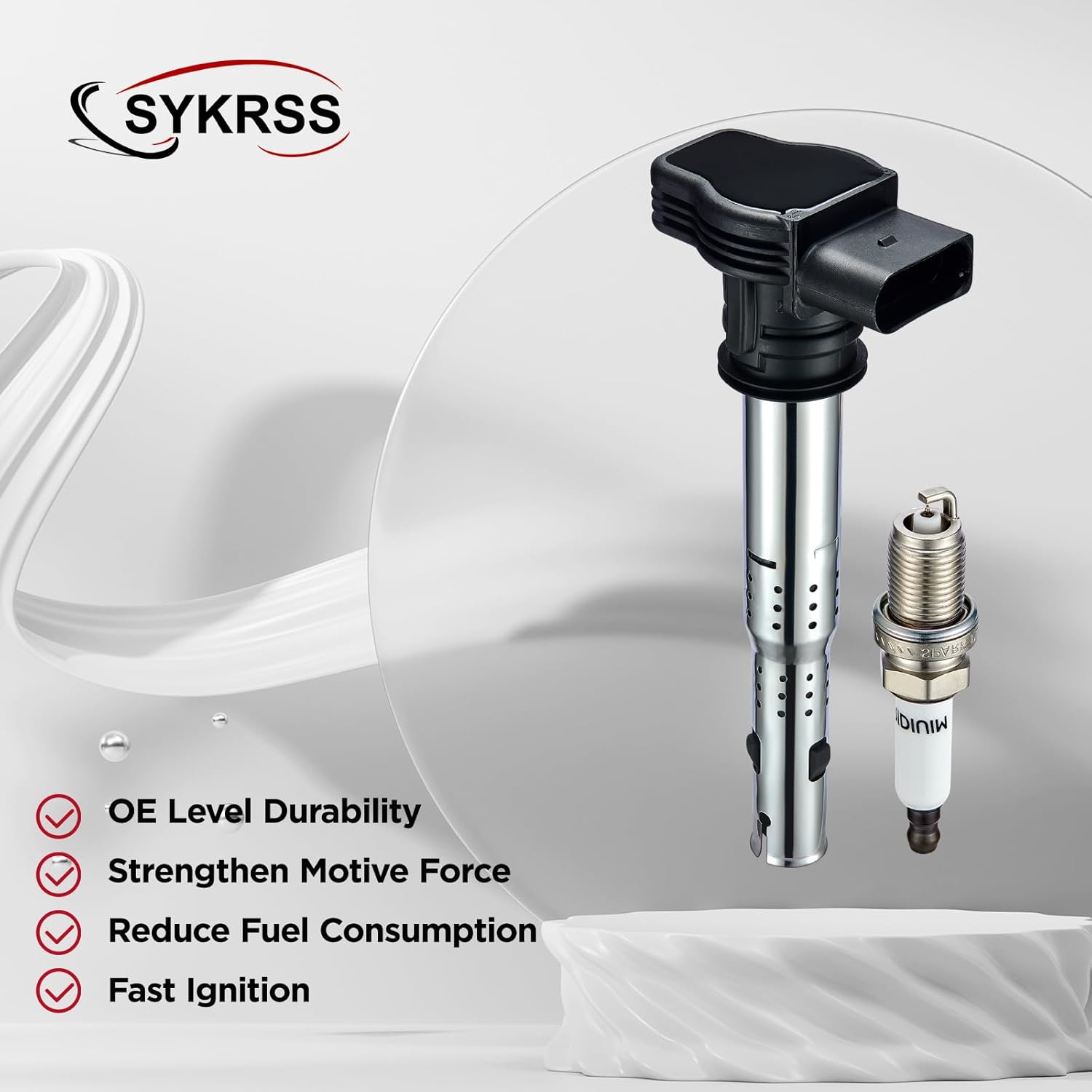 Set of 4 Ignition Coil Pack UF575 and Iridium Spark Plugs PFR7S8EG 4 Pack Compatible with Audi A3 A4 A5 A6 Q3 TT Quattro Q5 TT VW CC Eos GTI Beetle Golf Jetta Passat 2.0L L4 4.2L V8