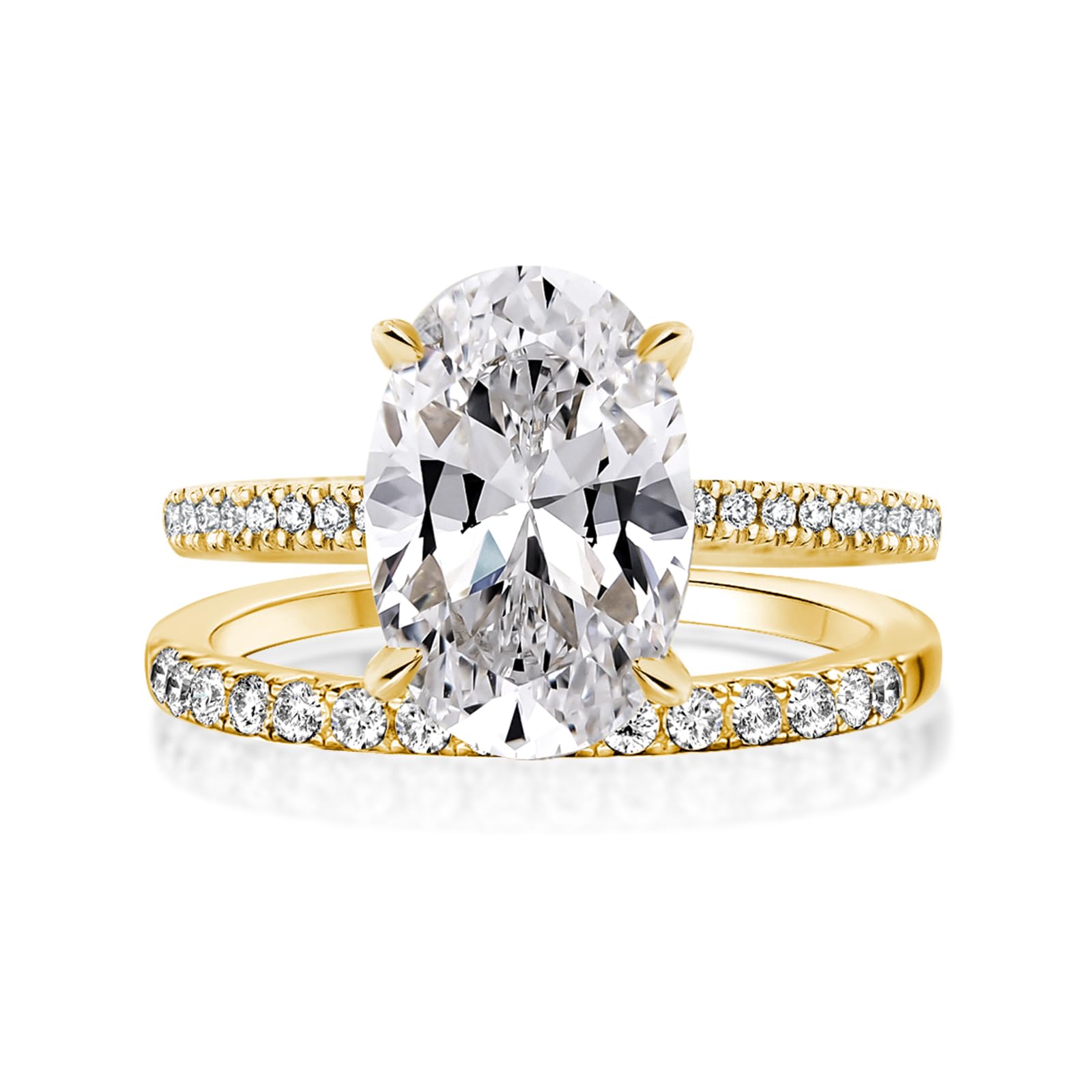 Effinny 3.5ct Elongated Oval Cut Engagement Ring Set,925 Sterling Silver Bridal Ring Set with Half Eternity Wedding Ring