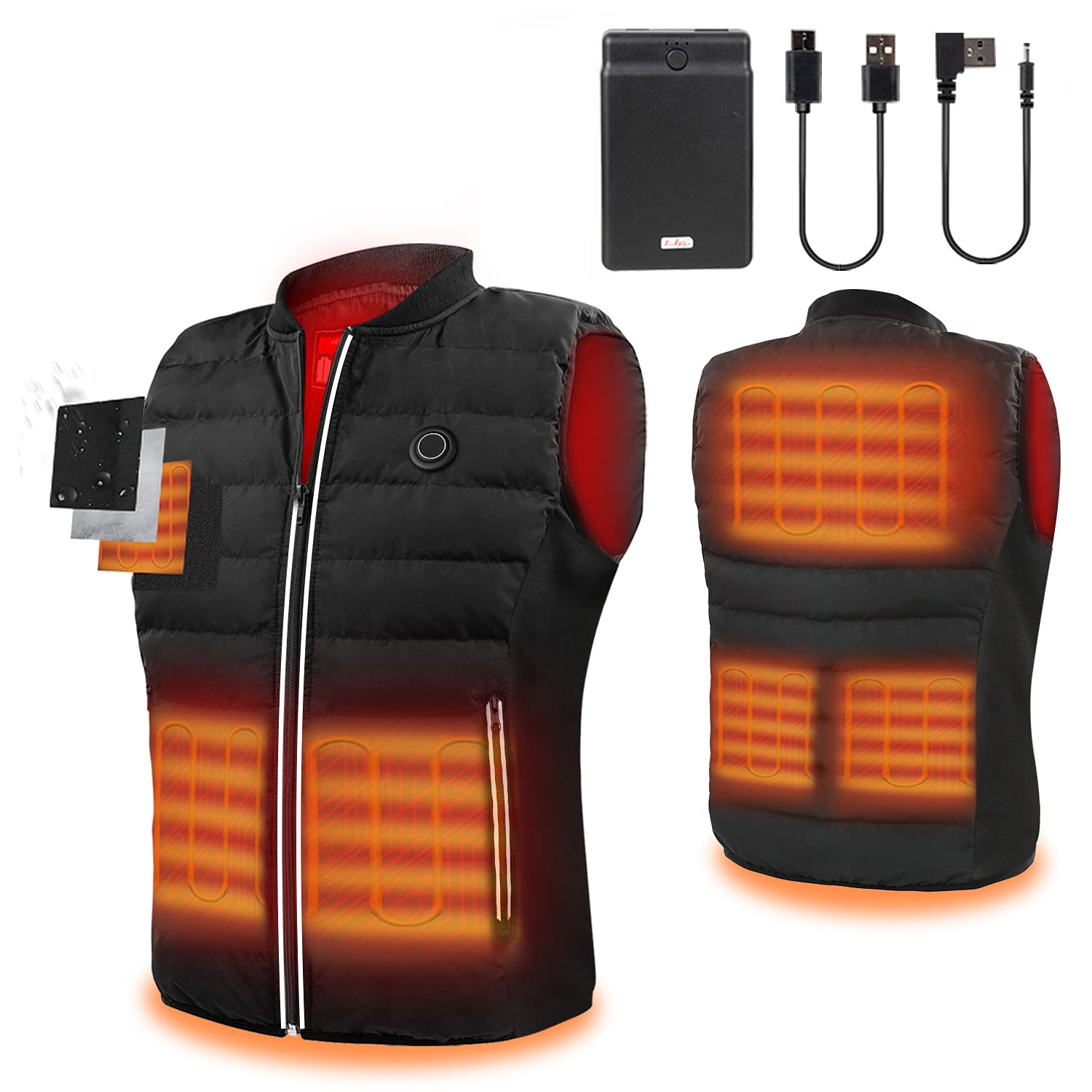 ZLTFashion Heated Vest With Battery Pack USB Charging Electric Heated Jacket Winter Body Warmer Vest for Men