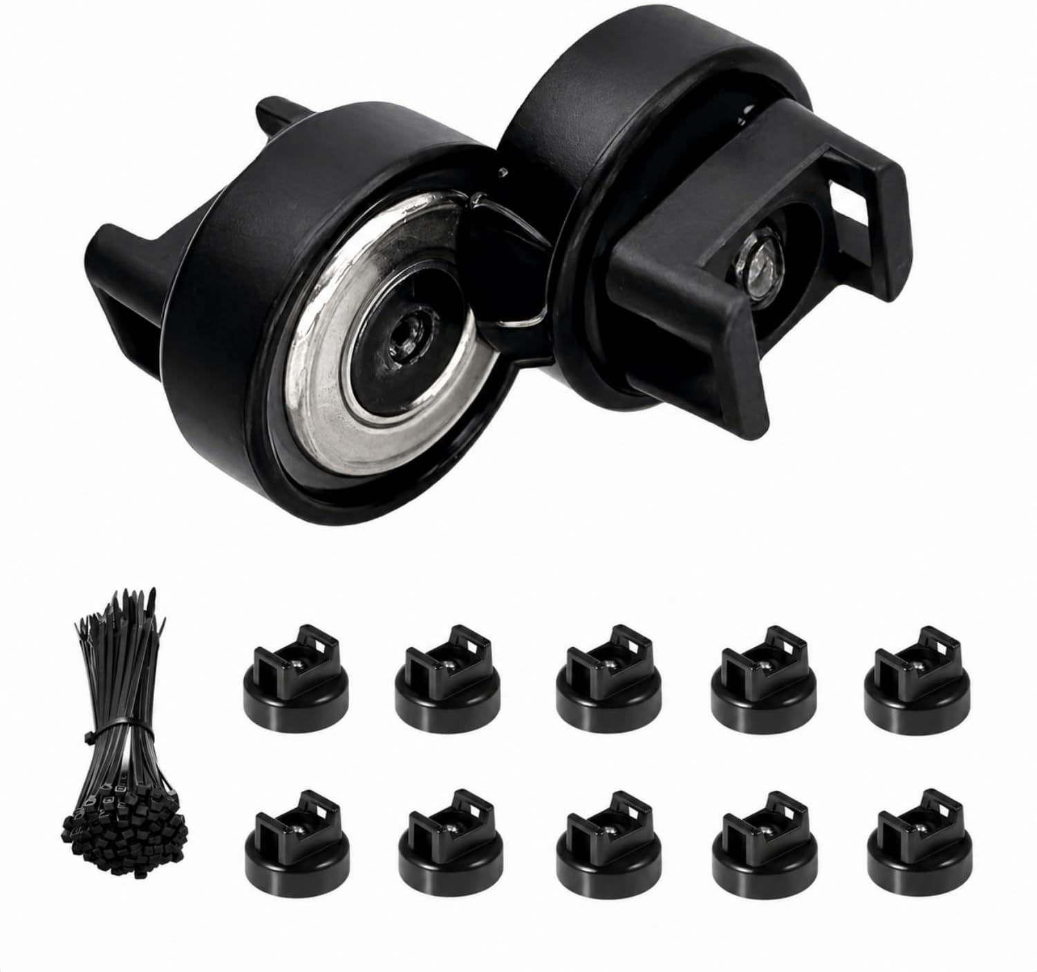 Heavy-Duty Magnetic Zip Tie Mounts,10Pcs Multipurpose Cable Holder with Nylon Cable Ties (50 Pieces) for Efficient Wire Management
