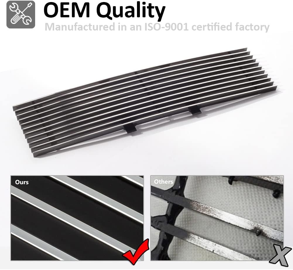 Chrome Lower Bumper Grill fits 2009 10 11 12 13 14 F150 Pickup Billet Grill Insert Solid Aluminum (Polished/Silver 1pc)